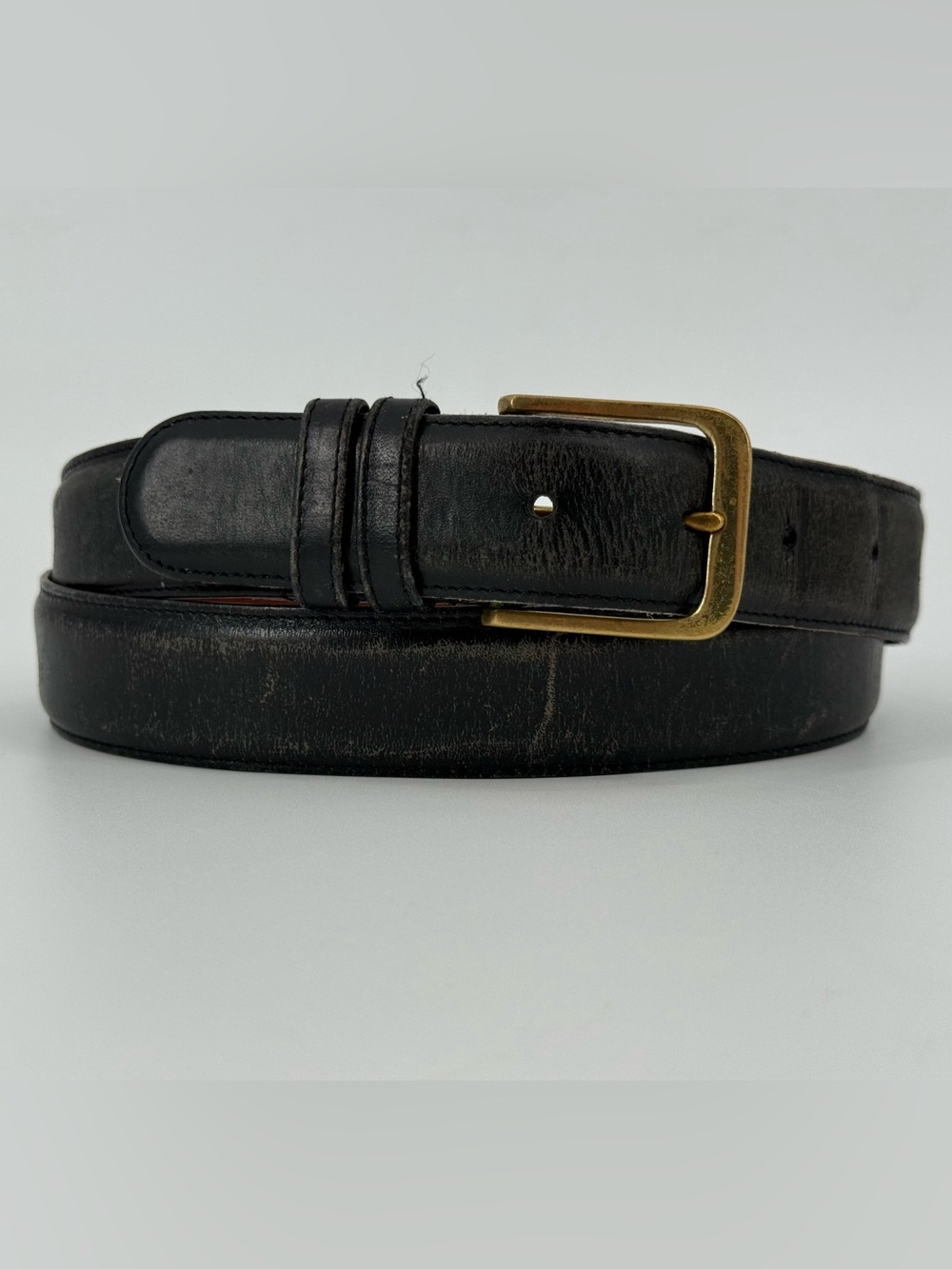 Coach Men’s Vintage Black Leather Belt Distressed Worn Faded 38